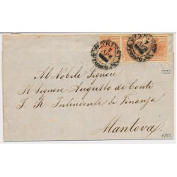 ÖSTERREICH 1852 3*3kr 3-STREIFEN! Brief mit TRIEST/Franco (Kü) Mü:24P! - MANTOVA