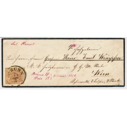ÖSTERREICH 1852 6kr, Briefkuvert mit schwarze, Rahmen! BRÜNN (M) nach WIEN.
