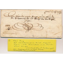 ÖSTERREICH 1705 Brief (Inhalt) PRAG. Schnörbelbrief mt interessantem Inhalt!