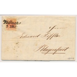 ÖSTERREICH 1854 3kr, Brief (Inhalt) VILLACH (K) nach KLAGENFURTH. Sehr schön!