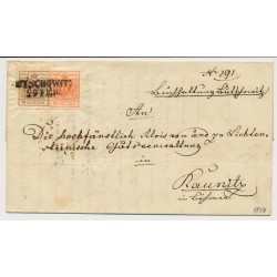 ÖSTERREICH 1856 TREPPENFRANKATUR:6+3kr, Brief (Inhalt) BUTSCHOWITZ (M) Mü:10P!