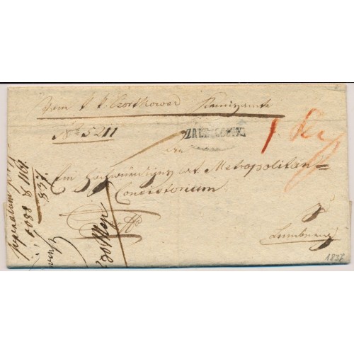 ÖSTERREICH 1837 Brief (Inhalt) azs ZALESZCZYK (Galizien) Mü:70P! Nach LEMBERG.