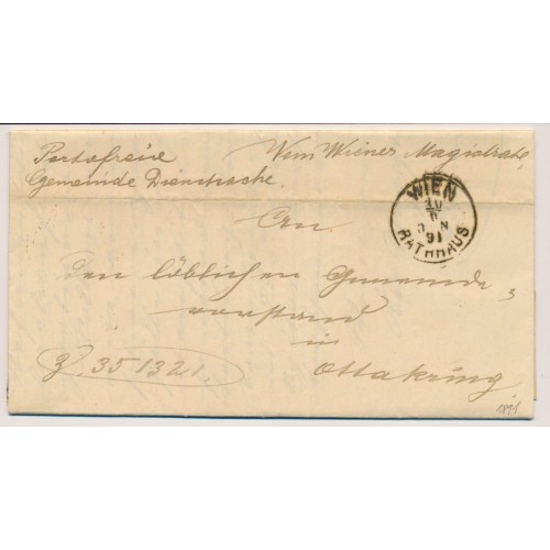 ÖSTERREICH 1891 Brief (Inhalt) WIEN/RATHHAUS. Interessant!