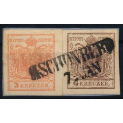 ÖSTERREICH 1850 3+6kr, M.SCHÖNBERG (M) Schön, frisch!