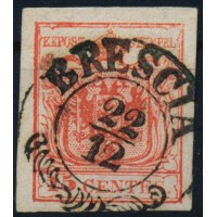 LOMBARDEI-VENETIEN 1850 15C, MP, Type III. BRESCIA. Schön!