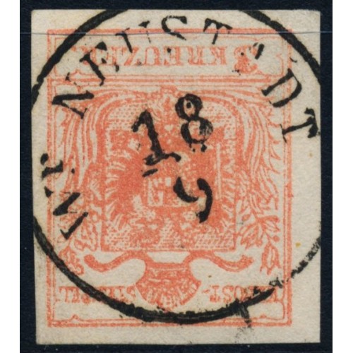 ÖSTERREICH 1850 3kr, MP, Type III. Wr.NEUSTADT (Nö) Schön, frisch!