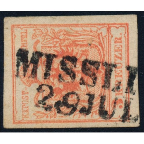 ÖSTERREICH 1850 3kr, MP, Type III. MILSSLITZ (M) Mü:25P! Schön!