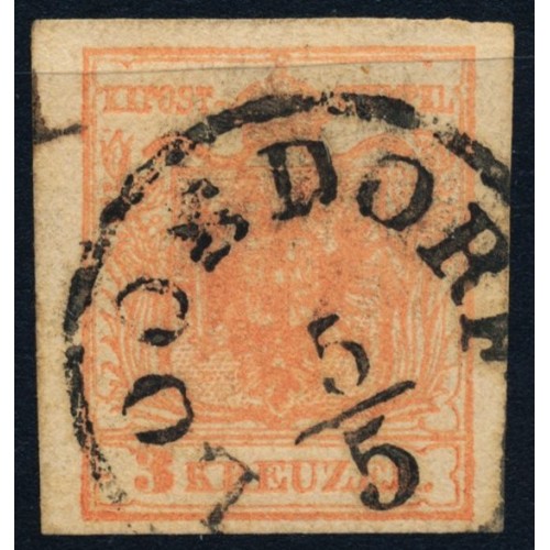 ÖSTERREICH 1850 3kr, MP, Type III. LOOSDORF (Nö) Mü:12P! Schön!