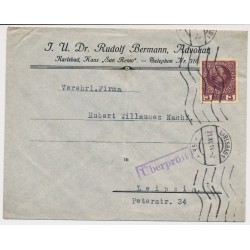 ÖSTERREICH 1914 3hr BRIEF, KARLSBAD - LEIPZIG. 'J.U.Dr.RUDOLF BERMANN, ADVOKAT'