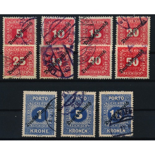 ÖSTERREICH 1918 PORTO 64-74 kompl. Satz, gestempelt, Kw:100,-€