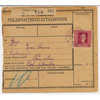 FELDPOST 1918 2K BEGLEITADRESSE, FELDPOSTAMT Nr.299 nach Sibenika