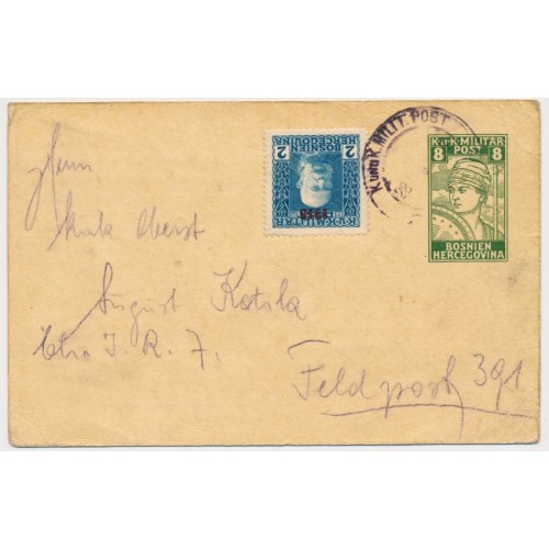 BOSNIA 1918 8h KARTE+2h Marke, Interessant!