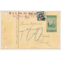 BOSNIA 1915 5h KARTE+PORTO (Schweiz) nach ZÜRICH! Interessant!