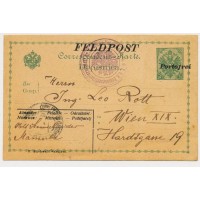 FEDPOST 1916 5h KARTE, nur ZENSURSTEMPEL nach WIEN.