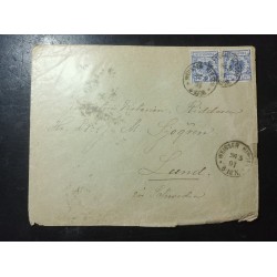 DEUTSCHLAND 1891 2*20PF AUSLANDS-Briefkuvert, WEISSER-HIRSCH nach SCHWEDEN, LUND