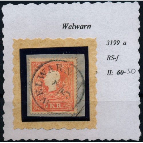 ÖSTERREICH 1858 5kr, Type II. WELWARN (B) Mü:50P! Schön!