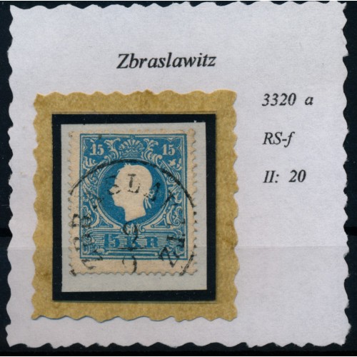 ÖSTERREICH 1858 15kr, Type II. ZBRASLAWITZ (B) Mü:20P! Schön!