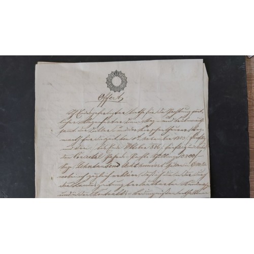 ÖSTERREICH 1853 DOKUMENT, OFFERTE mit 15kr SIGNETTE! Interessant!