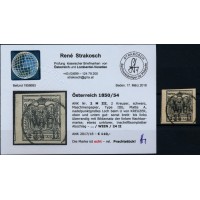 ÖSTERREICH 1850 2kr, SCHWARZ, 2 M III. Kw:110,-€! WIEN, STRAKOSCH Befund!