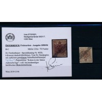 ÖSTERREICH 1850 6kr DUNKELRÖTHLICHBRAUN! HP, Type I.b, GRAUBLAUEM B.TEINITZ VÖB